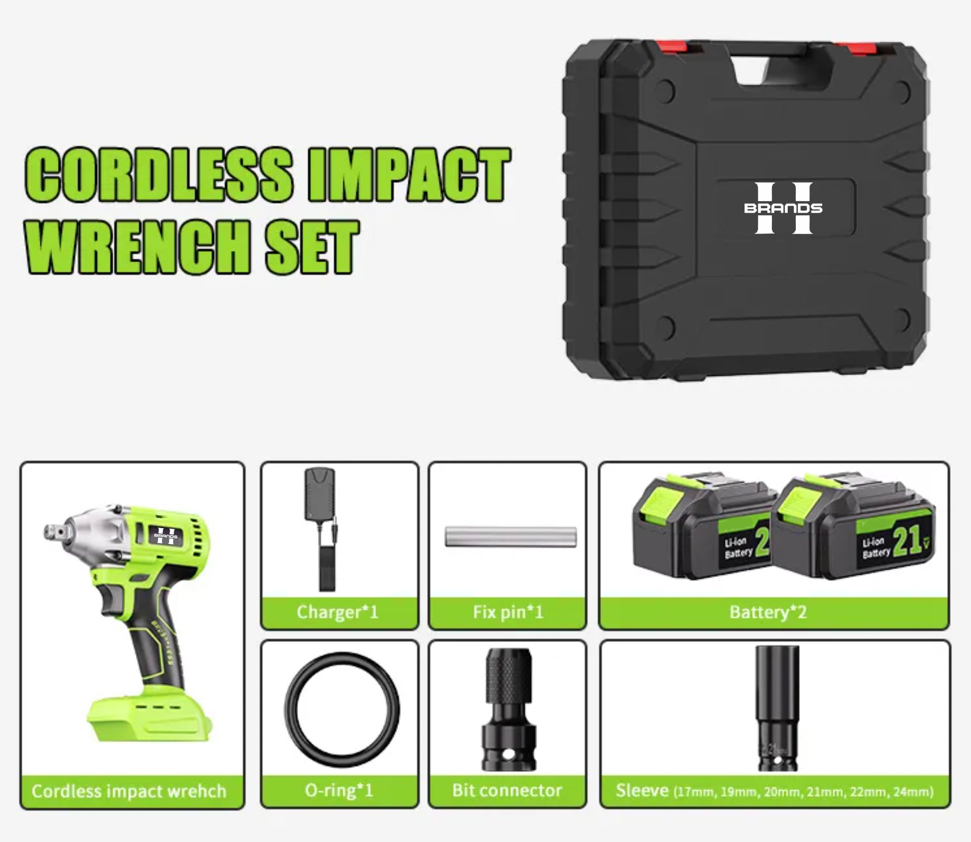 HyperTool 21V 1000nm High Torque Brushless Cordless Impact Wrench (FH-8621B)