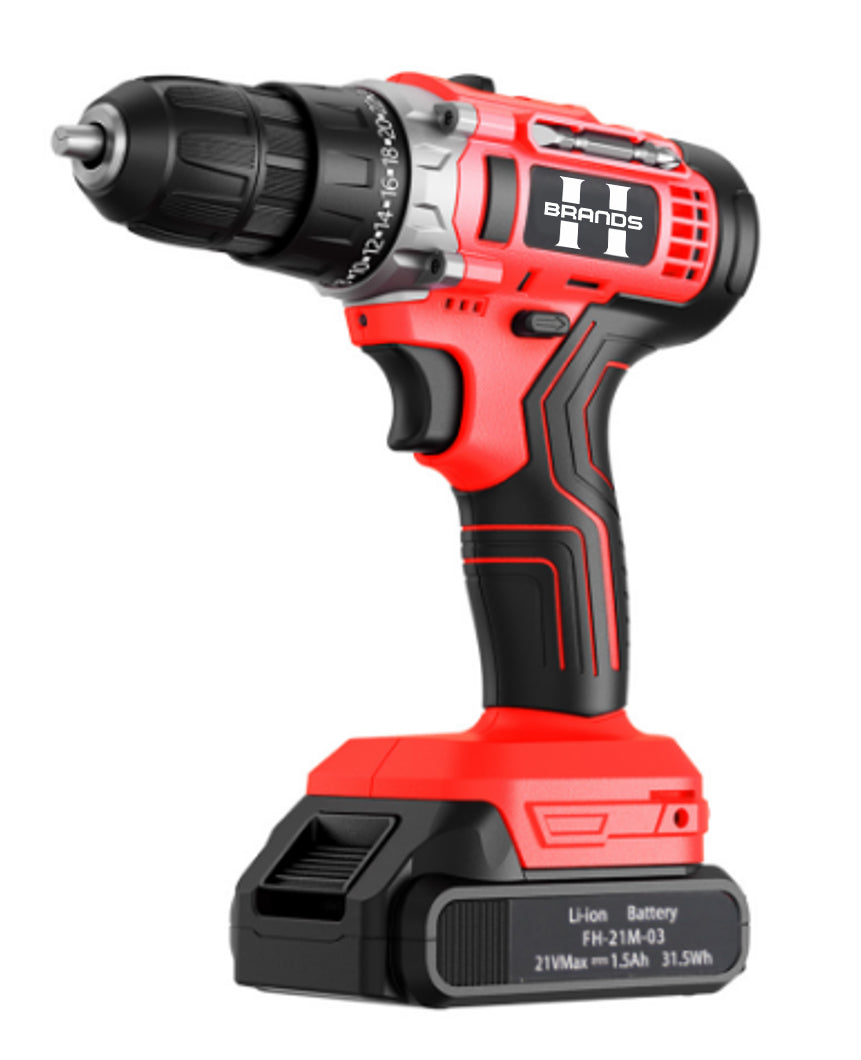 HyperTool High-Powered 21V Cordless Electric Driver Drill for Home and Wood to Screw and Drill (FH-6918S-1)