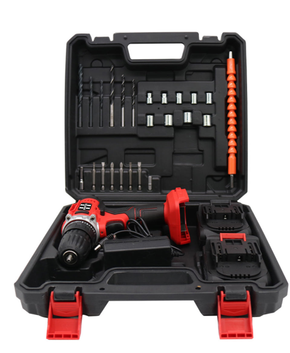 HyperTool Professional Power Tools 21V Cordless Drill and Screwdriver Set with Compact Drill Bits and 28 Tool Sets with Drill (FH-28SETS-2)