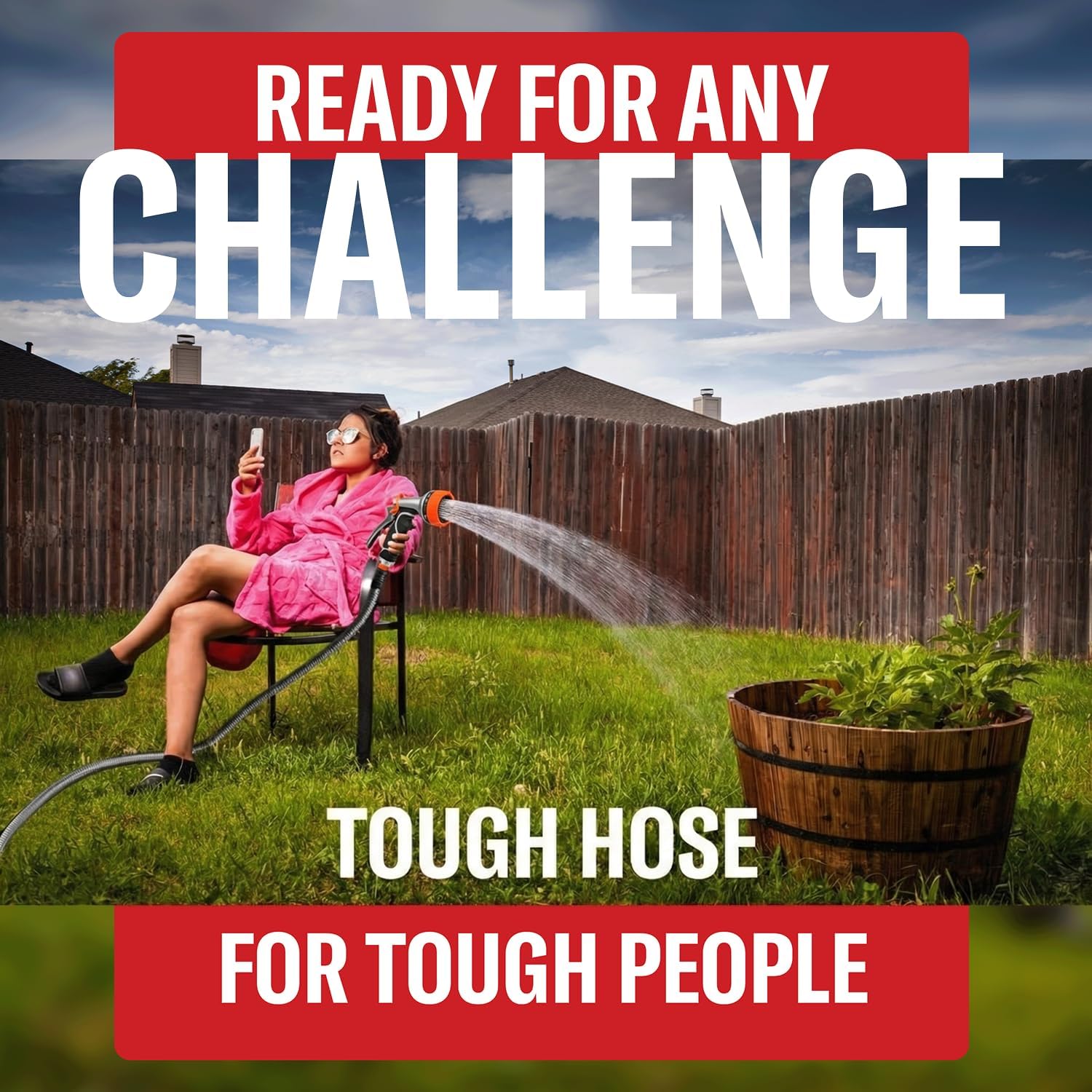HyperHose Best 100 ft Metal Garden Hose - No-Kink Durable 316 Stainless Steel, Spray Nozzle & Hook – Tough Flexible Heavy Duty Water Hoses, Naval Brass, Rust, Weather, LeakProof