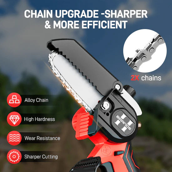 HyperTool 21V Mini Chainsaw Hand-held Powered Chain Saw Small Chainsaw Cordless Battery Mini Chainsaw for Courtyard Branch Wood Cutting (FHCS-501A1-01)