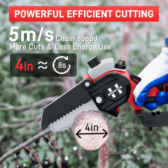 HyperTool 21V Mini Chainsaw Hand-held Powered Chain Saw Small Chainsaw Cordless Battery Mini Chainsaw for Courtyard Branch Wood Cutting (FHCS-501A1-01)