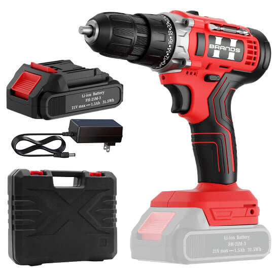 HyperTool High-Powered 21V Cordless Electric Driver Drill for Home and Wood to Screw and Drill (FH-6918S-1)