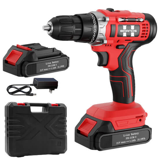 HyperTool High-Powered 21V Cordless Electric Driver Drill for Home and Wood to Screw and Drill (FH-6918S-1)