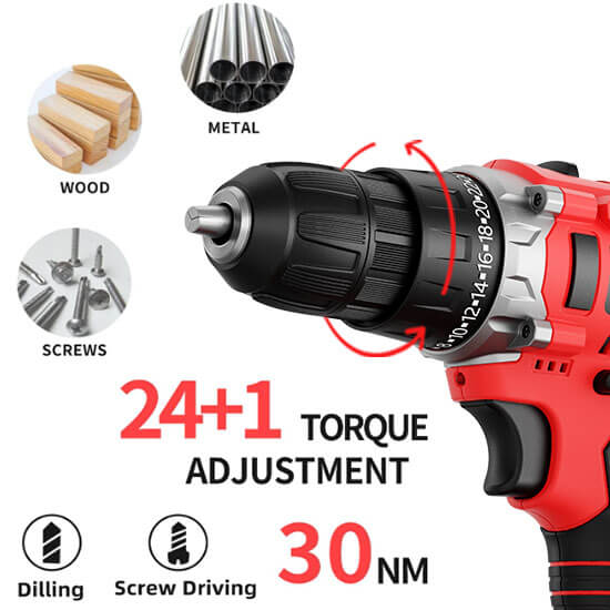 HyperTool High-Powered 21V Cordless Electric Driver Drill for Home and Wood to Screw and Drill (FH-6918S-1)