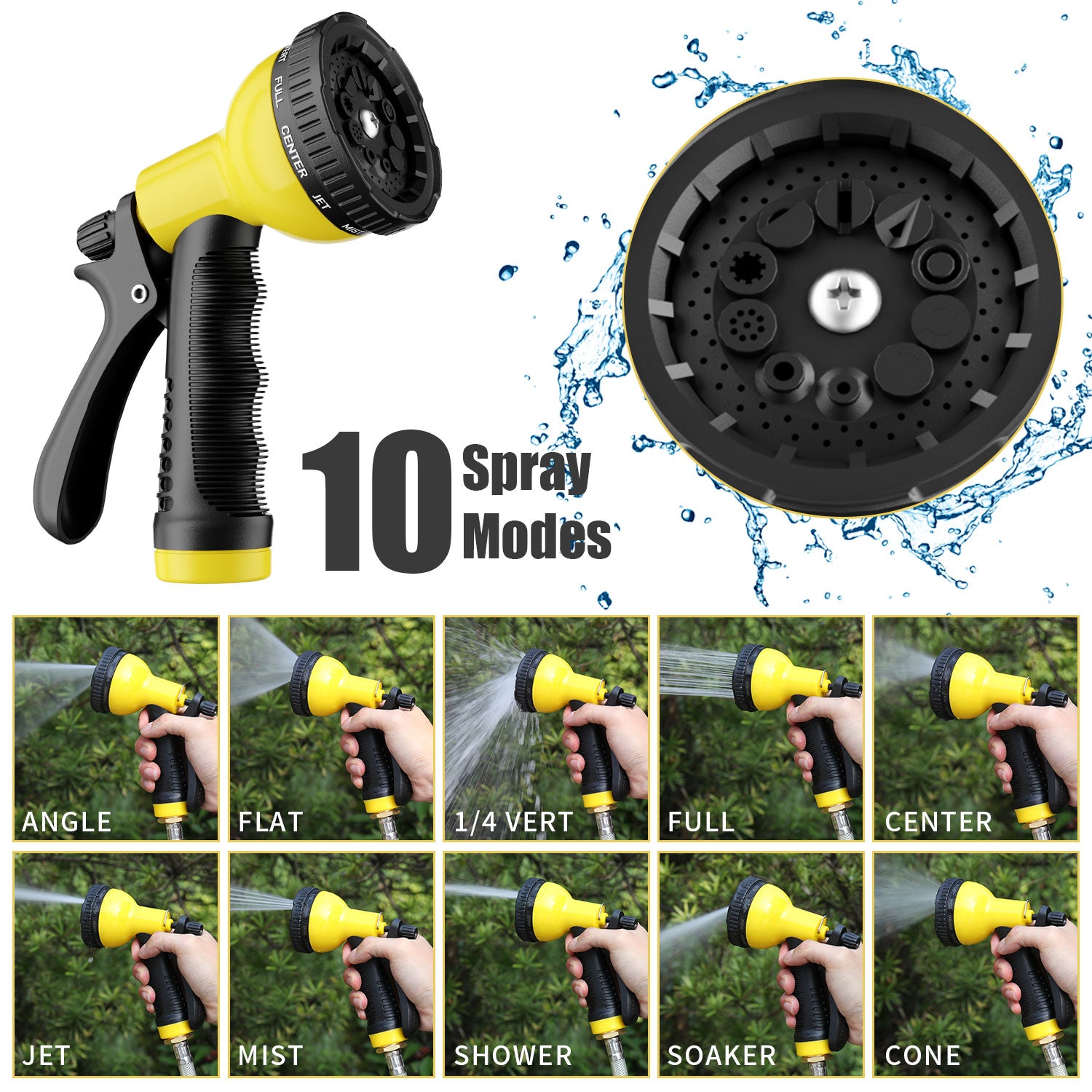 HyperHose Retractable Garden Hose HL-30M Reel Wall Mount, 3/4 100 ft Automatic Garden Hose Reel and 10 Pattern Hose Nozzle done