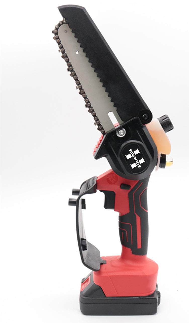 HyperTool 21V Cordless Mini Chain Saw 6 inch Electric Chainsaw for Wood Cutting with Handheld Battery Power (FHCS-501A1-02)