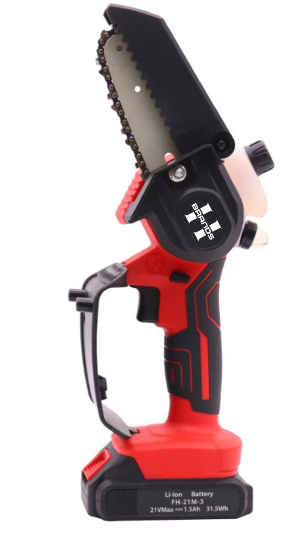 HyperTool 21V Mini Chainsaw Hand-held Powered Chain Saw Small Chainsaw Cordless Battery Mini Chainsaw for Courtyard Branch Wood Cutting (FHCS-501A1-01)