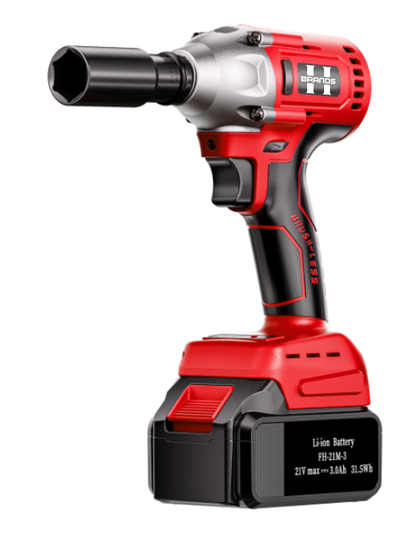HyperTool 21V Professional Grade Battery Powered Impact Wrench for Car Maintenance with Battery Socket Wrench (FH-8521B-1)