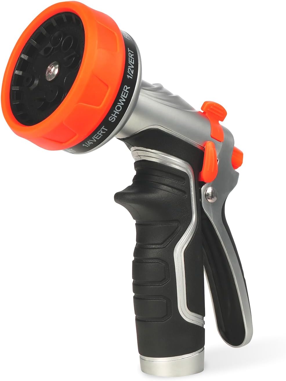 HyperHose Heavy-Duty Metal Garden Hose Nozzle Sprayer- 316 Stainless Steel - High-Pressure 120 PSI - Multi-Function Spray with Ergonomic Handle - 10 Way