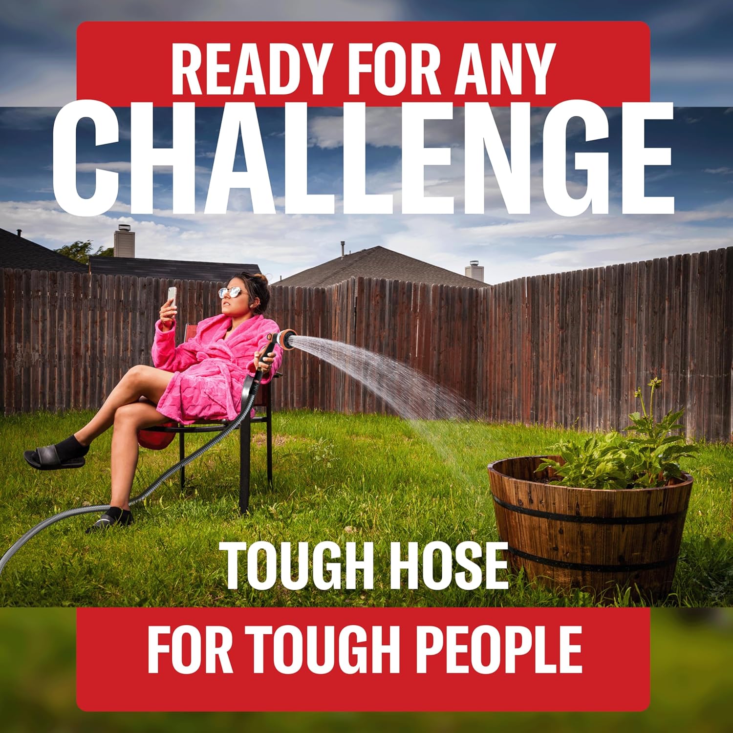 HyperHose Best 75 ft Metal Garden Hose Set - No-Kink Durable 316 Stainless Steel, 10-Way Zync Spray Nozzle & Hook – Tough Flexible Heavy Duty Water Hoses, Naval Brass, Rust, Weather, LeakProof