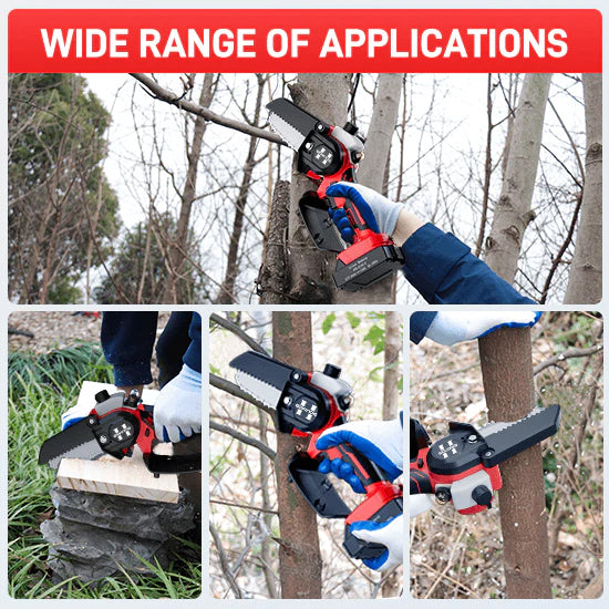 HyperTool 21V Mini Chainsaw Hand-held Powered Chain Saw Small Chainsaw Cordless Battery Mini Chainsaw for Courtyard Branch Wood Cutting (FHCS-501A1-01)
