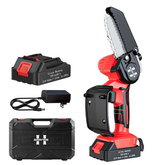 HyperTool 21V Mini Chainsaw Hand-held Powered Chain Saw Small Chainsaw Cordless Battery Mini Chainsaw for Courtyard Branch Wood Cutting (FHCS-501A1-01)
