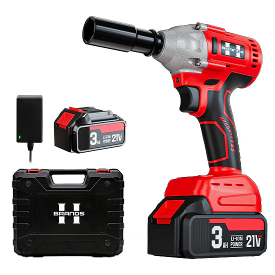 HyperTool 21V Professional Grade Battery Powered Impact Wrench for Car Maintenance with Battery Socket Wrench (FH-8521B-1)
