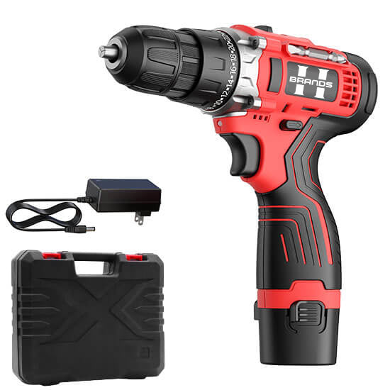 HyperTool Supplier Powerful Tools 12V Cordless Drill with 2 Batteries and Charger for Drilling and Screwing (FH-6912S-1)