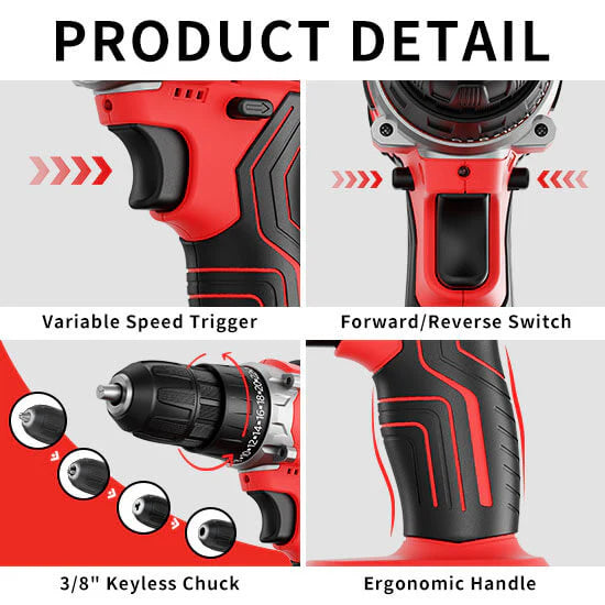 HyperTool High-Powered 21V Cordless Electric Driver Drill for Home and Wood to Screw and Drill (FH-6918S-1)