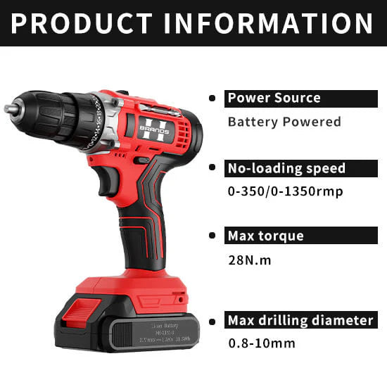 HyperTool High-Powered 21V Cordless Electric Driver Drill for Home and Wood to Screw and Drill (FH-6918S-1)