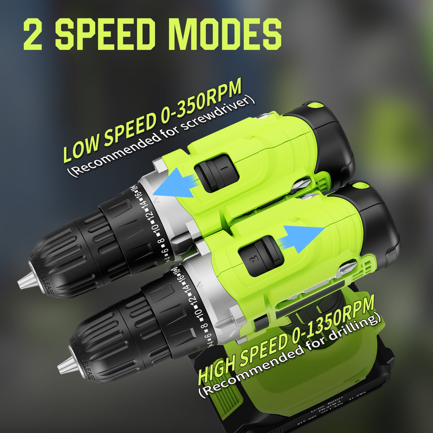 HyperTool 21v High Quality Cordless Electric Screwdriver Drill Lithium Battery Variable Speed Brushed Motor Power Tools Set (FH-6918S)