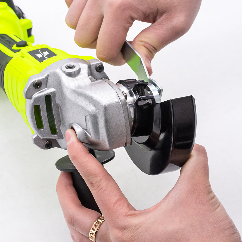 HyperTool Cordless Angle Grinder 21V Power Grinder 2 .0Ah Li-ion Battery Brushless Motor 4-1/2'' Blade for Metal Wood (FH-6521JM)