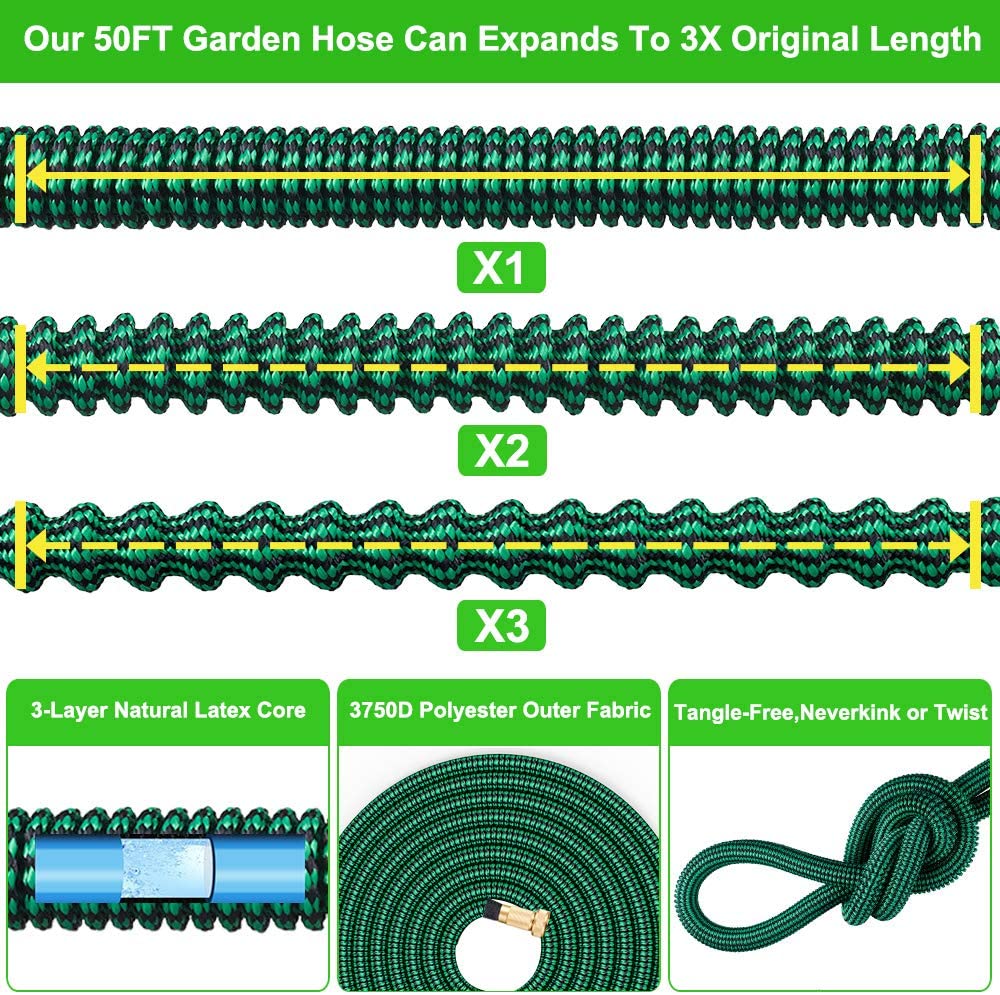 HyperHose 75FT Magic Latex Water Hose with Brass Connector yellow